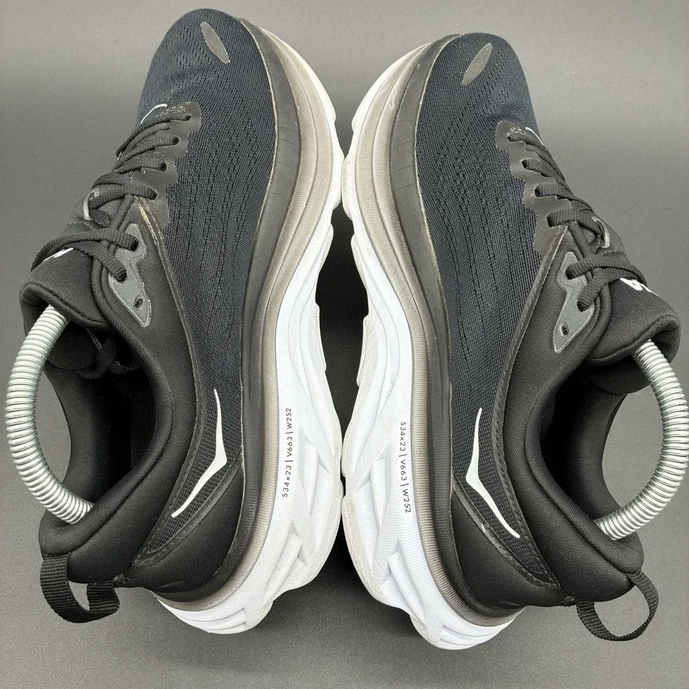 Hoka Bondi 8 Running Shoes Women's 9.5B Black White Cushioned Sneakers